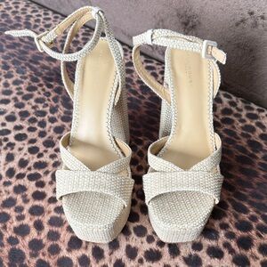 Hill House Textured Cream Strappy Heels